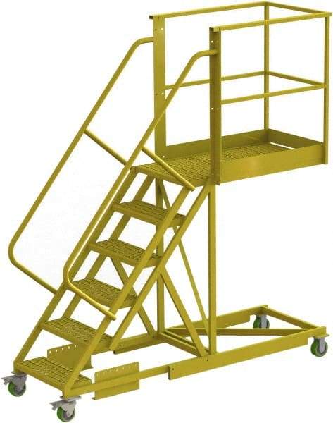 TRI-ARC - 102" 6 Step Configurable Cantilever Ladder - Supported, 300 Lb Capacity, 60" Platform Height, 30" Base Width x 92" Base Depth, Perforated Tread - Caliber Tooling