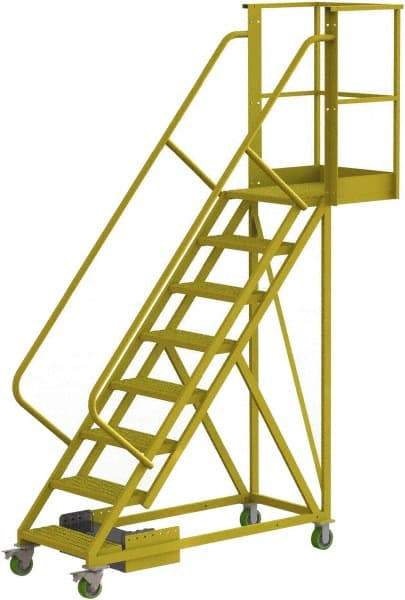 TRI-ARC - 122" 8 Step Configurable Cantilever Ladder - Unsupported, 300 Lb Capacity, 80" Platform Height, 30" Base Width x 89" Base Depth, Serrated - Caliber Tooling