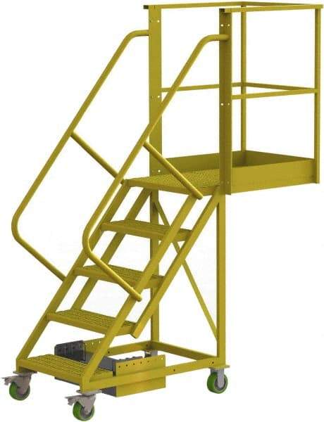 TRI-ARC - 92" 5 Step Configurable Cantilever Ladder - Unsupported, 300 Lb Capacity, 50" Platform Height, 30" Base Width x 74" Base Depth, Perforated Tread - Caliber Tooling