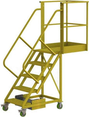 TRI-ARC - 92" 5 Step Configurable Cantilever Ladder - Unsupported, 300 Lb Capacity, 50" Platform Height, 30" Base Width x 74" Base Depth, Perforated Tread - Caliber Tooling