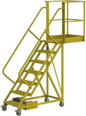 TRI-ARC - 112" 7 Step Configurable Cantilever Ladder - Unsupported, 300 Lb Capacity, 70" Platform Height, 30" Base Width x 91" Base Depth, Perforated Tread - Caliber Tooling