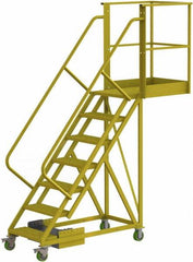 TRI-ARC - 112" 7 Step Configurable Cantilever Ladder - Unsupported, 300 Lb Capacity, 70" Platform Height, 30" Base Width x 91" Base Depth, Serrated - Caliber Tooling