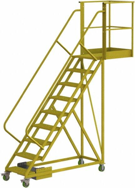 TRI-ARC - 132" 9 Step Configurable Cantilever Ladder - Unsupported, 300 Lb Capacity, 90" Platform Height, 30" Base Width x 107" Base Depth, Serrated - Caliber Tooling