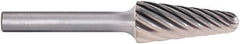 PFERD - 3/8" Cut Diam, 1/4" Shank Diam, Taper Head Fluted Cut Burr - Carbide, Radius End, 1-1/16" LOC, 2-1/2" OAL - Caliber Tooling