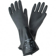 Ansell - 14 mil Thick, Chemical Resistant Gloves - SZ 7 14"14ML BLK 1/PR CHEM-TEK RGH FIN CHEM GLV - Caliber Tooling