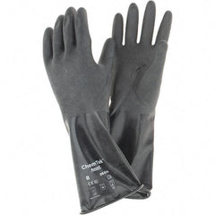 Ansell - 14 mil Thick, Chemical Resistant Gloves - SZ 8 14"14ML BLK 1/PR CHEM-TEK RGH FIN CHEM GLV - Caliber Tooling