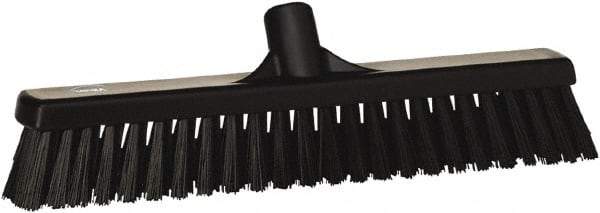 Vikan - 16" Combo Duty Synthetic Push Broom - 2" Bristle Length, Plastic Block, European Threaded Handle Connection - Caliber Tooling