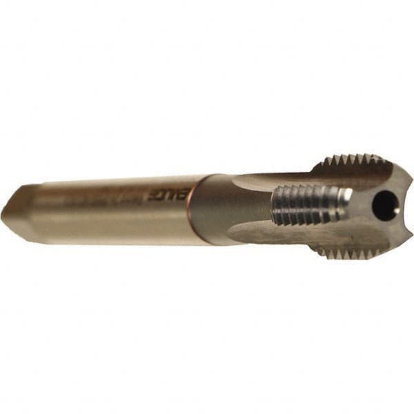 Emuge - 7/16-14 UNC 2BX 3 Flute TiCN Finish Cobalt Straight Flute Machine Tap - Modified Bottoming, Right Hand Thread, 3.937" OAL, 0.866" Thread Length, Oversize, Through Coolant - Exact Industrial Supply