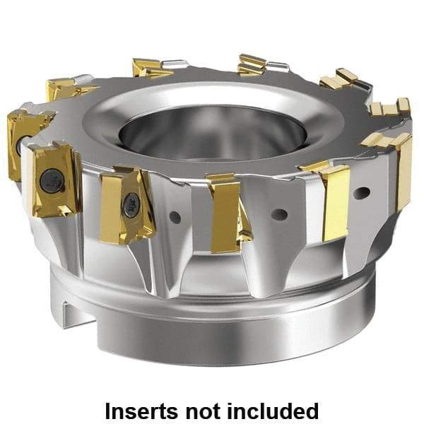 Kennametal - 5 Inserts, 1-1/2" Cut Diam, 1/2" Arbor Diam, 15.5mm Max Depth of Cut, Indexable Square-Shoulder Face Mill - 0° Lead Angle, 40" High, LNGU15T608SRGE Insert Compatibility, Series MILL 4-15 - Caliber Tooling