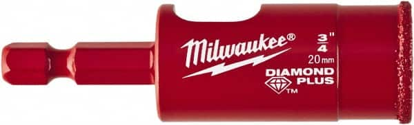 Milwaukee Tool - 3/4" Diam, 1-1/2" Cutting Depth, Hole Saw - Diamond Grit Saw, Continuous Edge - Caliber Tooling