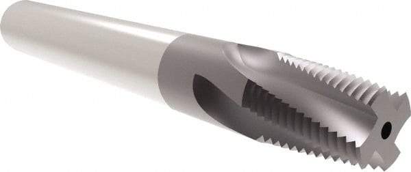 Allied Machine and Engineering - 1/4-18, 3/8-18 NPT, 0.305" Cutting Diam, 4 Flute, Solid Carbide Helical Flute Thread Mill - Internal/External Thread, 5/8" LOC, 3" OAL - Caliber Tooling