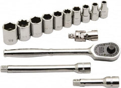 Ability One - 1/4" Drive Socket Set - 12 Points, 3/16" to 9/16" Range, Inch Measurement Standard - Caliber Tooling