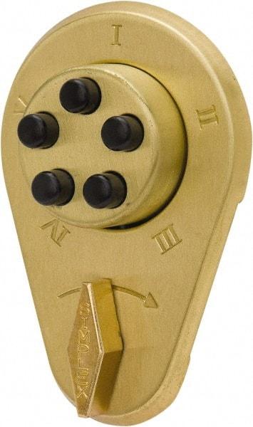 Kaba Access - 1-3/8 to 1-1/2" Door Thickness, Bright Brass Finish, Mechanical Deadbolt - Nonhanded Handling, Combination Override, Keyless Cylinder - Caliber Tooling