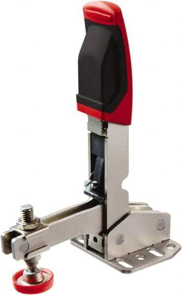 Bessey - 700 Lb Holding Capacity, Vertical Handle, Manual Hold Down Toggle Clamp - 55° Handle Movement, 45° Bar Opening, U-Bar, Flanged Base, Carbon Steel - Caliber Tooling