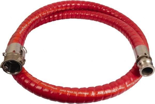 Continental ContiTech - 1" Inside x 1.52" Outside Diam, 220°F, Male x Female Camlock Food & Beverage Hose - 2" Bend Radius, Red, 10' Long, 250 Max psi, 29 Vacuum Rating - Caliber Tooling