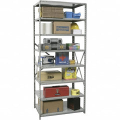 Hallowell - 8 Shelf Starter Medium-Duty Open Steel Shelving - 500 Lb Capacity, 36" Wide x 87" High x 12" Deep, Gray - Caliber Tooling