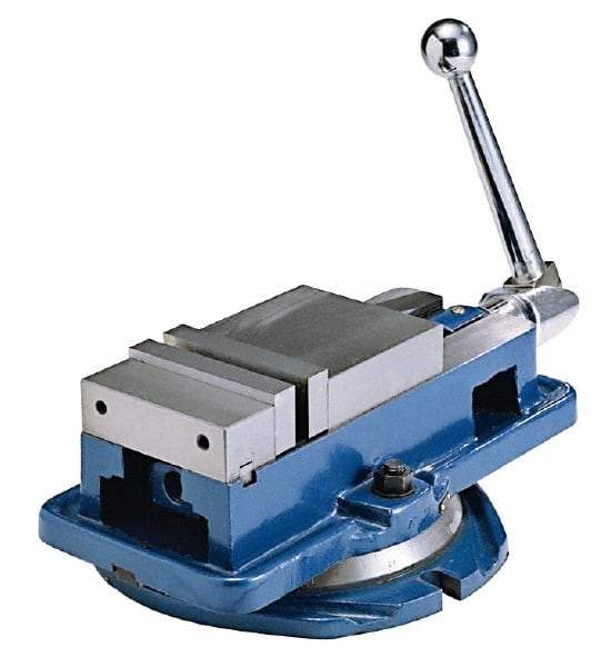 Interstate - 4" Jaw Width, 4" Jaw Opening Capacity, Horizontal Swivel Machine Vise - Manual Operation, 4,409 Lb Capacity, 1 Station, 14.85" Long x 4-31/32" High x 1-1/8" Deep, 1-1/8" Jaw Height - Caliber Tooling