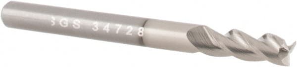 SGS - 1/2", 2" LOC, 1/2" Shank Diam, 4" OAL, 3 Flute, Solid Carbide Square End Mill - Single End, TiB2 Finish, Spiral Flute, 38° Helix, Right Hand Cut, Right Hand Flute, Series 43 - Caliber Tooling