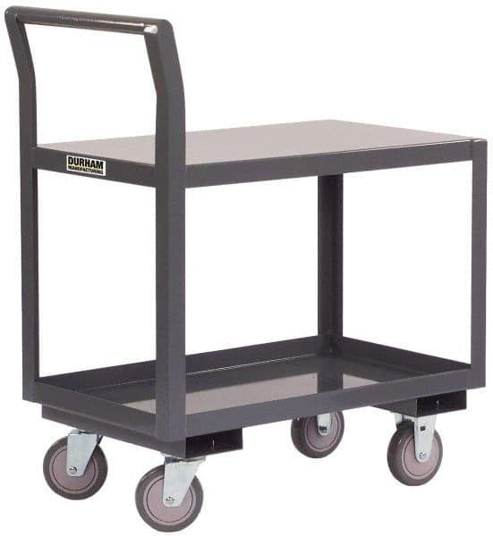 Durham - 1,200 Lb Capacity, 30" Wide x 60" Long x 36" High Standard Utility Cart - 2 Shelf, Steel - Caliber Tooling