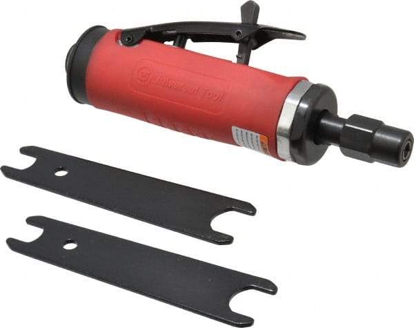 Universal Tool - 1/4" Collet, Straight Handle, Straight Air Die Grinder - 20,000 RPM, Rear Exhaust, 16 CFM, 0.45 hp, 90 psi, 1/4 NPT - Caliber Tooling