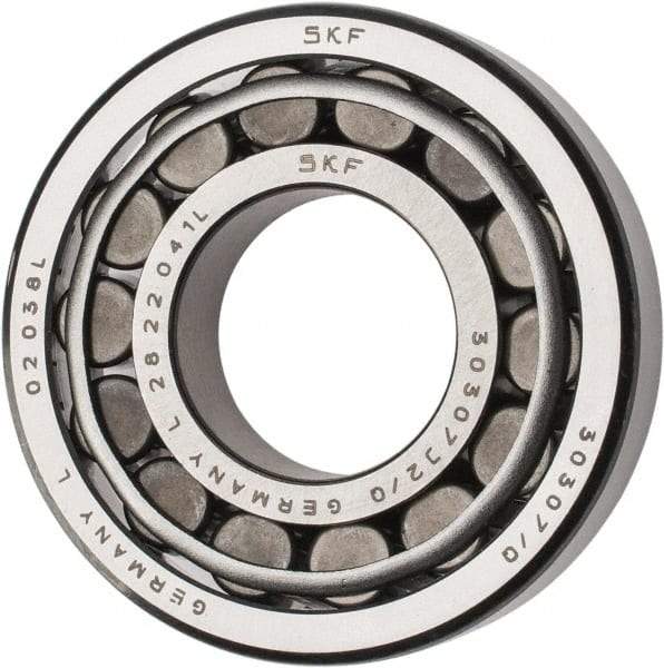 SKF - 35mm Bore Diam, 80mm OD, 22.75mm Wide, Tapered Roller Bearing - 72,100 N Dynamic Load Capacity, 73,500 N Static Load Capacity - Caliber Tooling