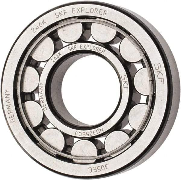 SKF - 25mm Bore Diam, 62mm Outside Diam, 17mm Wide Cylindrical Roller Bearing - 40,200 N Dynamic Capacity, 36,500 Lbs. Static Capacity - Caliber Tooling