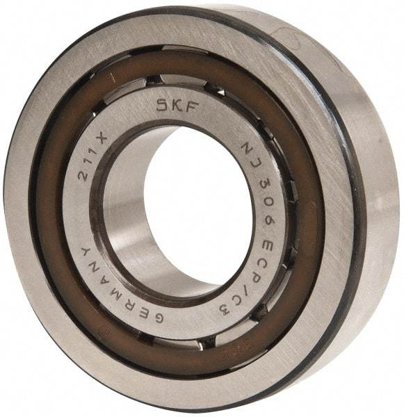 SKF - 30mm Bore Diam, 72mm Outside Diam, 19mm Wide Cylindrical Roller Bearing - 51,200 N Dynamic Capacity, 48,000 Lbs. Static Capacity - Caliber Tooling