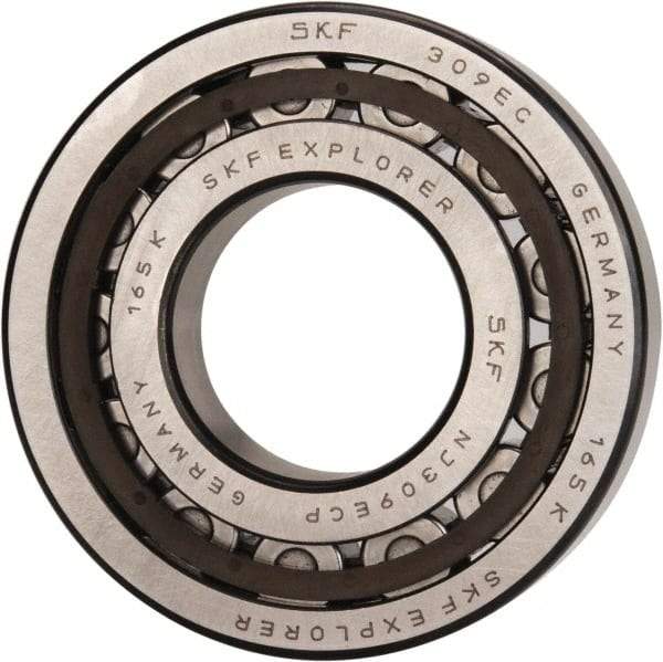 SKF - 45mm Bore Diam, 100mm Outside Diam, 25mm Wide Cylindrical Roller Bearing - 99,000 N Dynamic Capacity, 100,000 Lbs. Static Capacity - Caliber Tooling