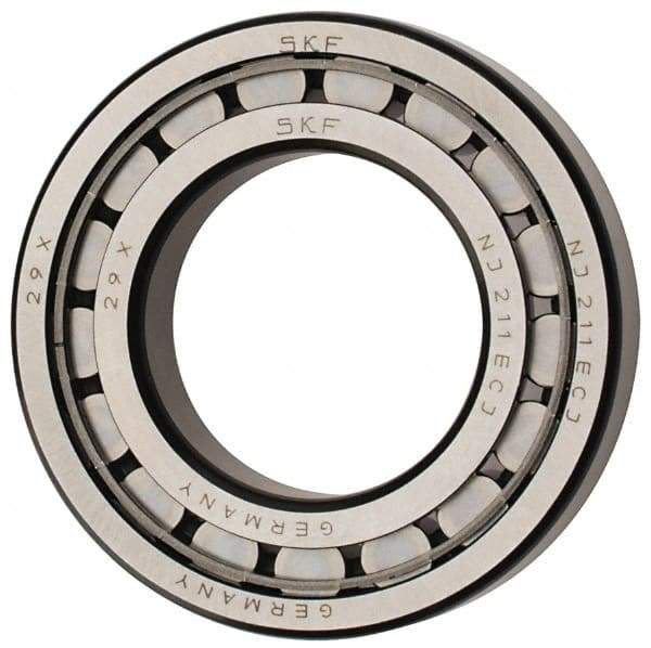 SKF - 55mm Bore Diam, 100mm Outside Diam, 21mm Wide Cylindrical Roller Bearing - 84,200 N Dynamic Capacity, 95,000 Lbs. Static Capacity - Caliber Tooling