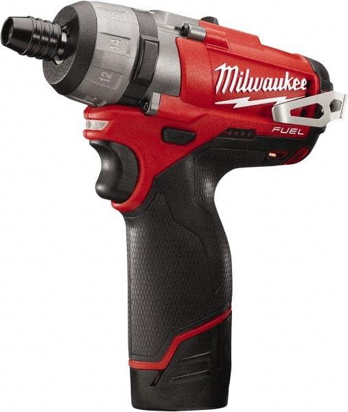 Milwaukee Tool - 12 Volts, Lithium-Ion Battery, Pistol Grip Cordless Screwdriver - 2 Speeds, 450 and 1,700 RPM, 325 Inch/Lbs. Torque, 2 Speed - Caliber Tooling