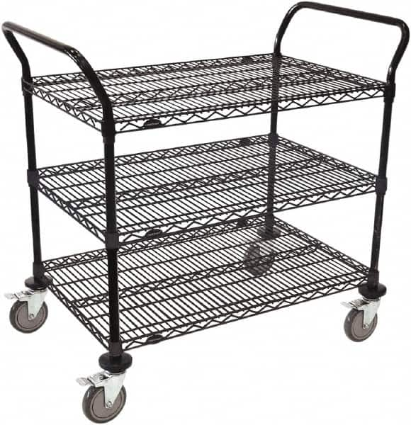 Value Collection - 800 Lb Capacity, 18" Wide x 36" Long x 39" High Wire Cart - 3 Shelf, Steel, Swivel Casters - Caliber Tooling