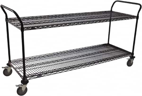 Value Collection - 600 Lb Capacity, 18" Wide x 72" Long x 39" High Wire Cart - 2 Shelf, Steel, Swivel Casters - Caliber Tooling