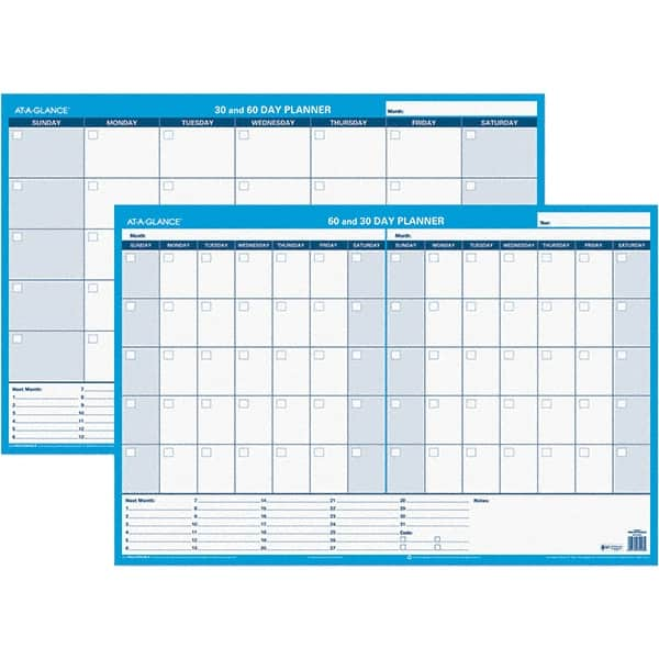 AT-A-GLANCE - 1 Sheet, 36 x 24", Erasable Wall Calendar - White & Blue - Caliber Tooling