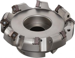 Sumitomo - 100mm Cut Diam, 31.75mm Arbor Hole, 45° Indexable Chamfer & Angle Face Mill - 10 Inserts, ONMT 05T6\xB6SNMT 13T6\xB6XNET 13T6 Insert, Right Hand Cut, Through Coolant, Series DualMill - Caliber Tooling