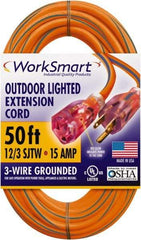 Value Collection - 50', 12/3 Gauge/Conductors, Orange/Blue Outdoor Extension Cord - 1 Receptacle, 15 Amps, UL SJTW, NEMA 5-15P - Caliber Tooling