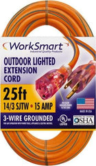 Value Collection - 25', 14/3 Gauge/Conductors, Orange/Blue Outdoor Extension Cord - 1 Receptacle, 15 Amps, UL SJTW, NEMA 5-15P - Caliber Tooling