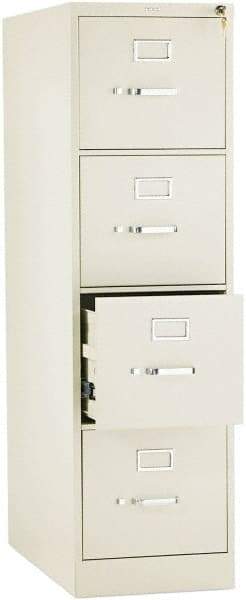 Hon - 15" Wide x 52" High x 26-1/2" Deep, 4 Drawer Vertical File with Lock - Steel, Putty - Caliber Tooling