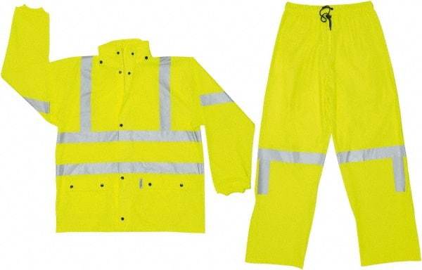 MCR Safety - Size 6XL, High Visibility Lime, Rain, Disposable Encapsulated Suit - Attached Hood, Elastic Ankle, Elastic Wrist - Caliber Tooling