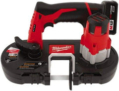 Milwaukee Tool - 12 Volt, 27-1/2" Blade, 280 SFPM Cordless Portable Bandsaw - 1-5/8" (Round) & 1-5/8 x 1-5/8" (Rectangle) Cutting Capacity, Lithium-Ion Battery Included - Caliber Tooling