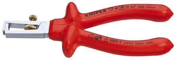 Knipex - 7 AWG to 13/64" Capacity Insulated Wire Stripper - 6-1/4" OAL, 1000 Volt Insulated Handle - Caliber Tooling