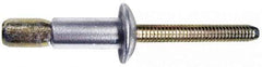 Marson - Truss Head Steel Structural Blind Rivet - Steel Mandrel, 0.08" to 3/8" Grip, 0.592" Head Diam, 0.261" to 0.272" Hole Diam, 0.56" Length Under Head, 1/4" Body Diam - Caliber Tooling