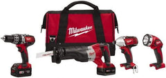 Milwaukee Tool - 18 Volt Cordless Tool Combination Kit - Includes 1/2" Hammer Drill, 1/4" Hex Impact Driver & Sawzall Reciprocating Saw, Lithium-Ion Battery Included - Caliber Tooling