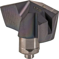 Iscar - Series ICM, 16.99mm Diam Grade IC907 140° Replaceable Drill Tip - Carbide, TiAlN/TiN Finish, 17 Seat Size - Caliber Tooling