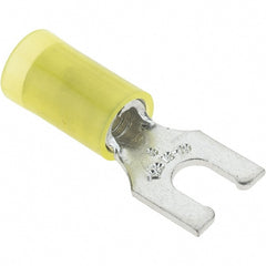 Value Collection - #8 Stud, 12 to 10 AWG Compatible, Partially Insulated, Crimp Connection, Locking Fork Terminal - Caliber Tooling