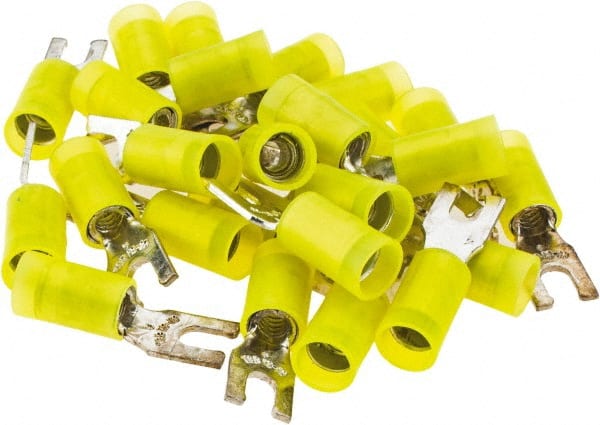 Value Collection - #6 Stud, 12 to 10 AWG Compatible, Partially Insulated, Crimp Connection, Locking Fork Terminal - Caliber Tooling