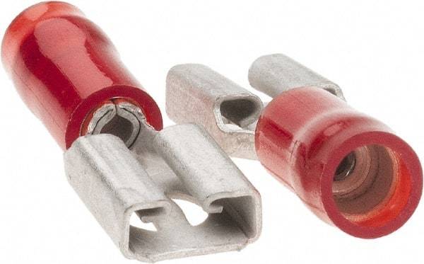 Value Collection - 22 to 18 AWG, Nylon, Partially Insulated, Female Wire Disconnect - 1/4" Wide Tab, Red, CSA Certified, UL Listed - Caliber Tooling