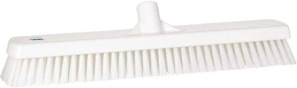 Vikan - 1.8" Bristle Length, Polyester Scrub Brush - 18" Long x 2-1/2" Wide Head, 19" OAL, European Threaded Handle, White, Polypropylene Block - Caliber Tooling