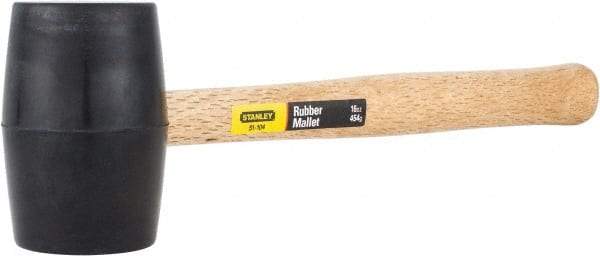 Stanley - 1 Lb Head Rubber Mallet - 13-1/2" OAL, 11" Long Wood Handle - Caliber Tooling