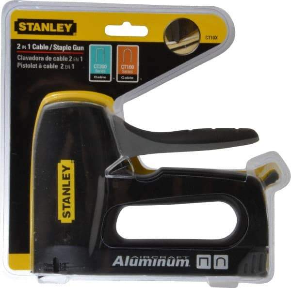 Stanley - Manual Wire & Cable Tacker Gun - 5/16" Staples, Chrome & Black, Aluminum Die Cast - Caliber Tooling