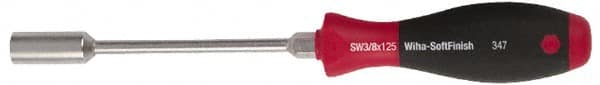 Wiha - 3/16" Solid Shaft Heavy-Duty Nutdriver - Cushion Grip Handle - Caliber Tooling